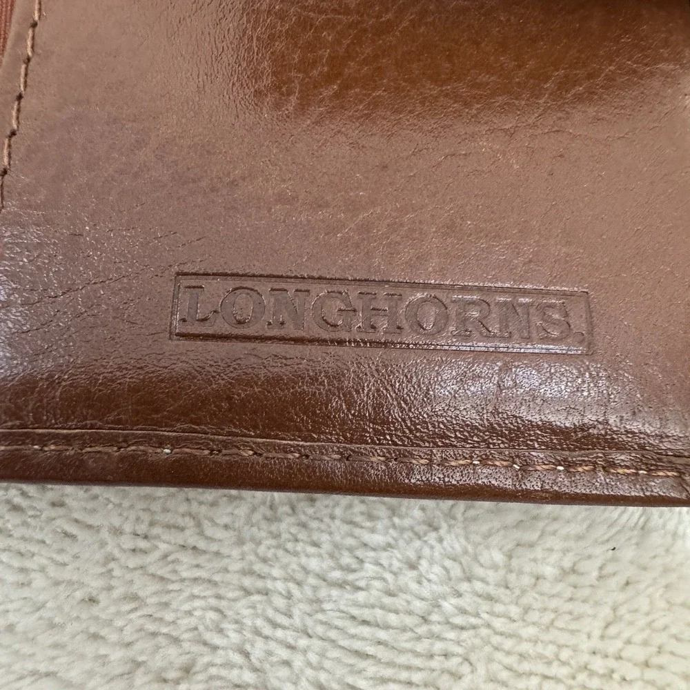 Fossil Texas Longhorns Brown Genuine Leather Bifold Tab Wallet Organizer NCAA